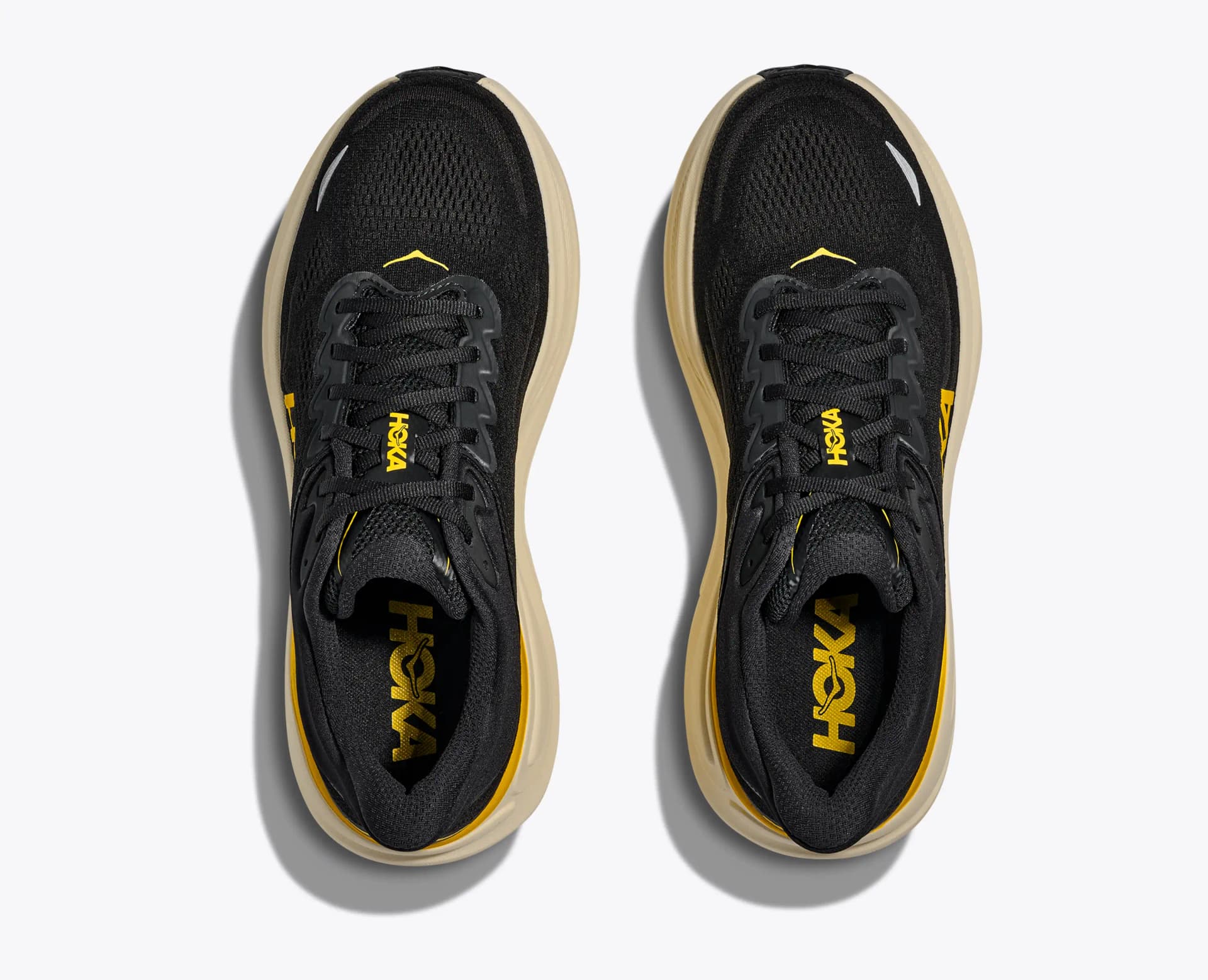 HOKA Bondi 9 – Carbon Black / Yellow Gold — 2
