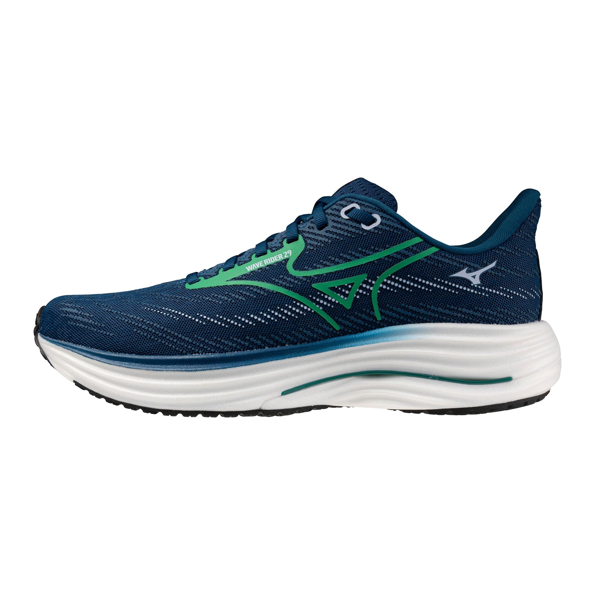 Mizuno Wave Rider 29 – Sailor Blue Goblin Green — 2