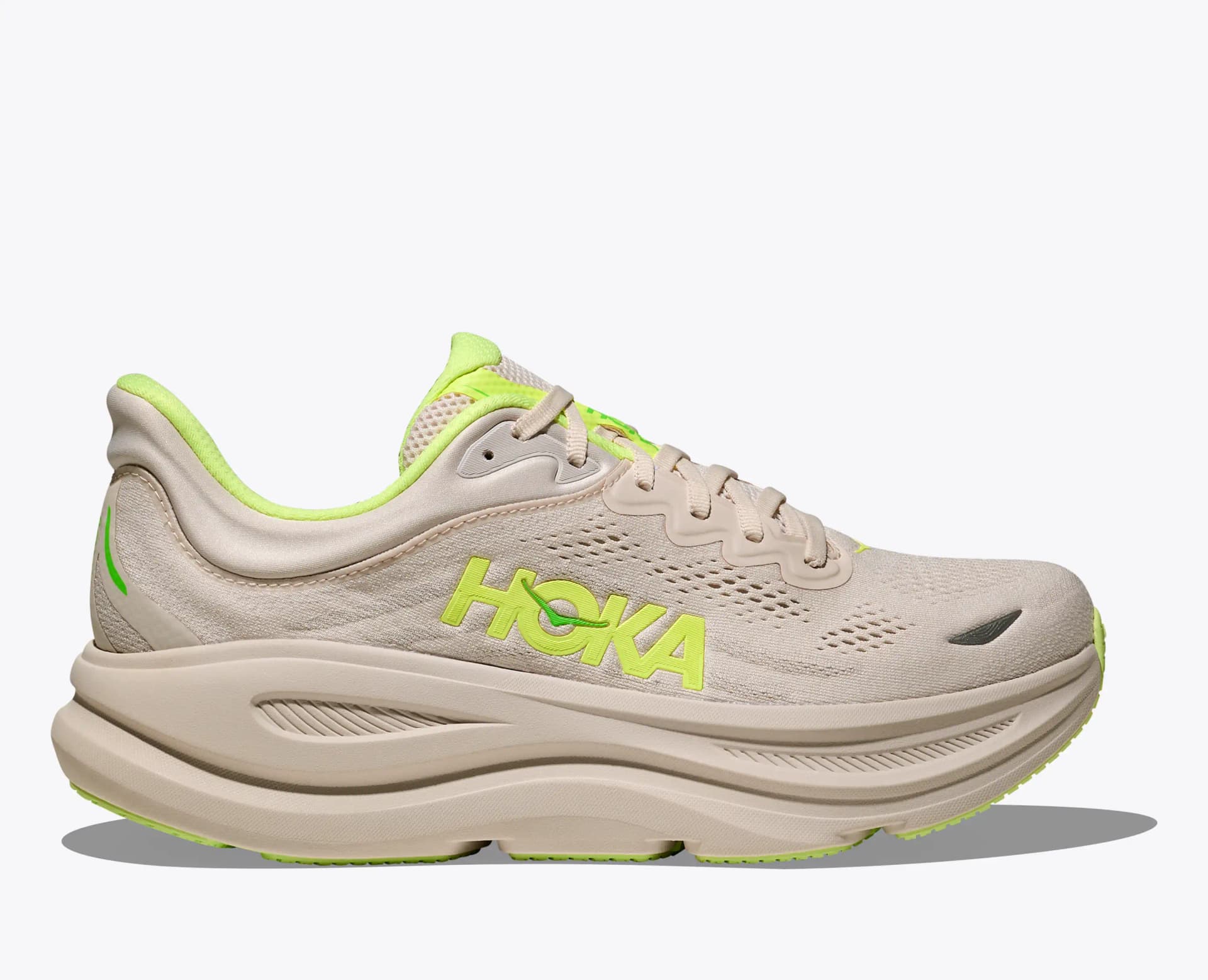 HOKA Bondi 9 – Grout / Neon Yuzu