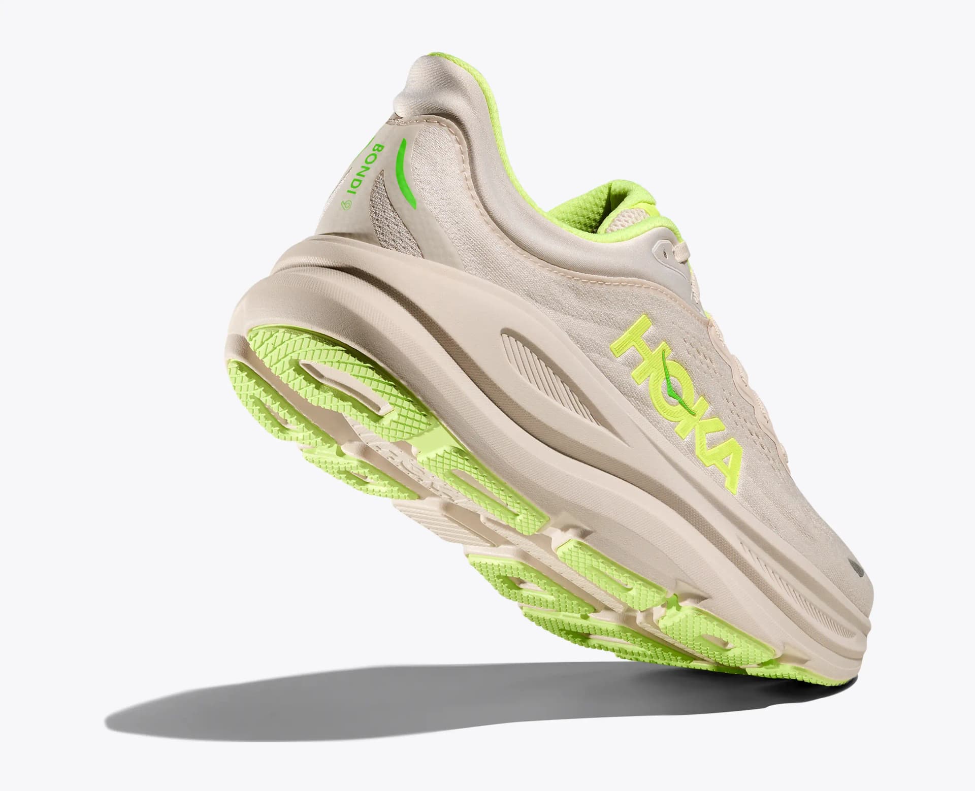 HOKA Bondi 9 – Grout / Neon Yuzu — 4