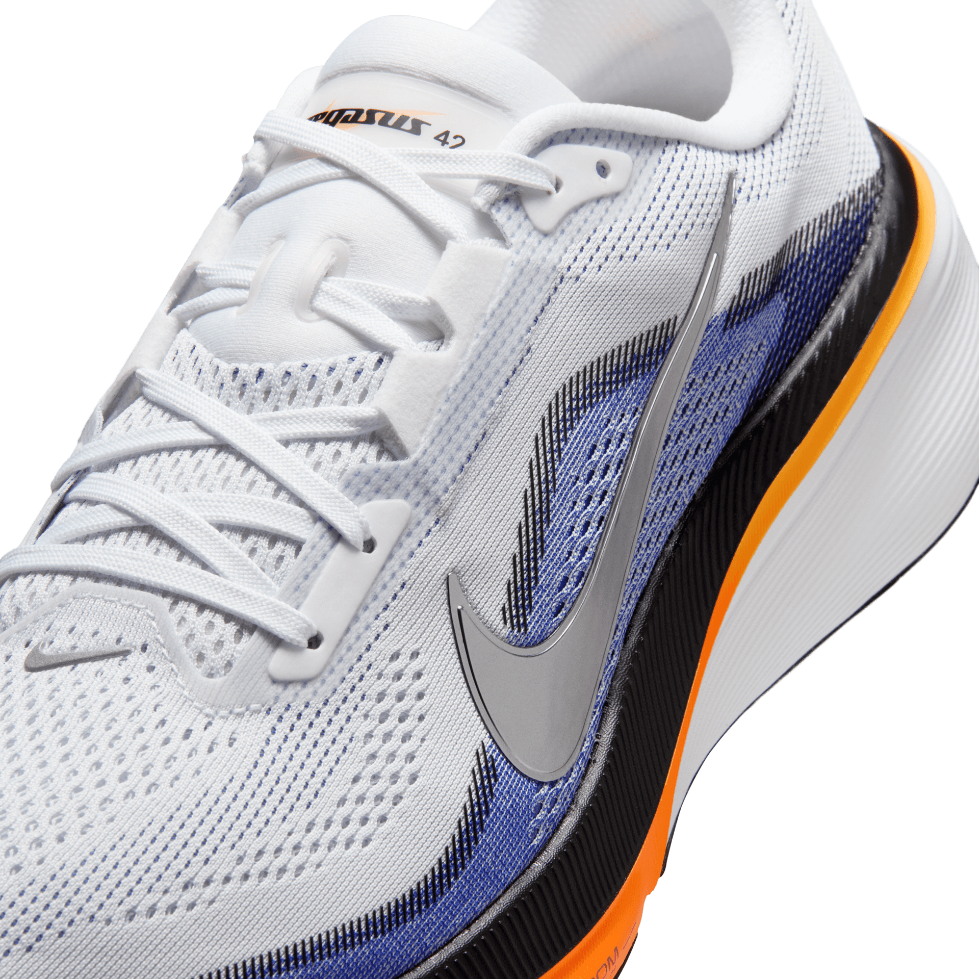 Nike Pegasus 42 – White Metallic Silver Lapis Total Orange — 7