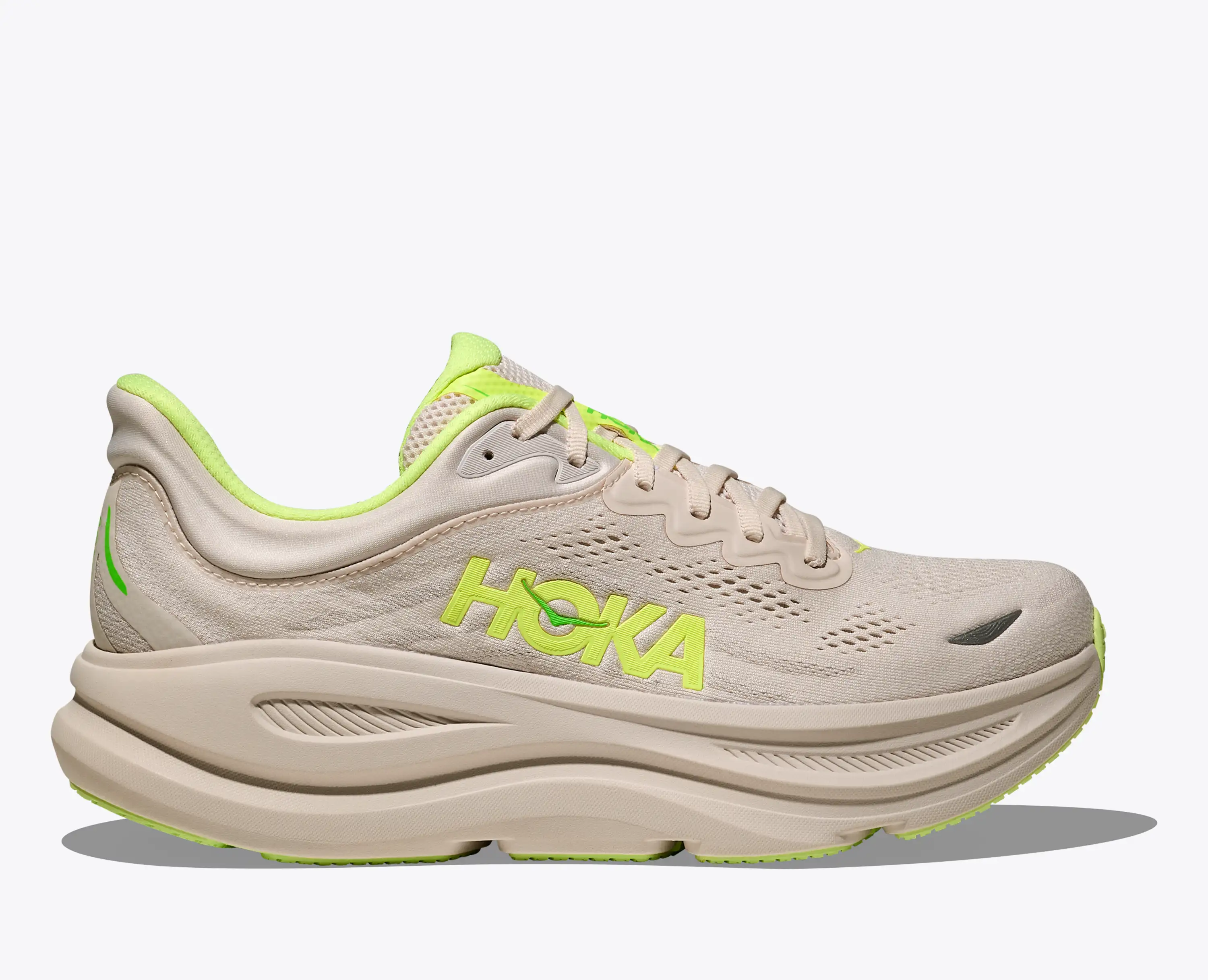 HOKA Bondi 9 – Grout / Neon Yuzu